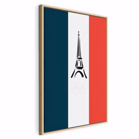 Canvastavla med ram - French flag with graphic