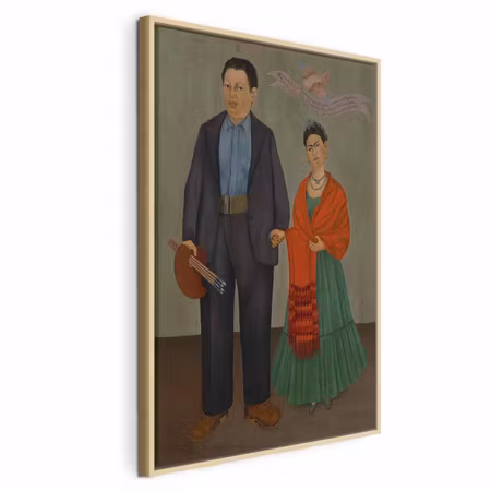 Canvastavla med ram - Frida kahlo frida and diego