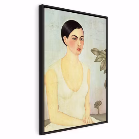 Canvastavla med ram - Frida kahlo the white lady