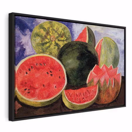 Canvastavla med ram - Frida kahlo viva la vida