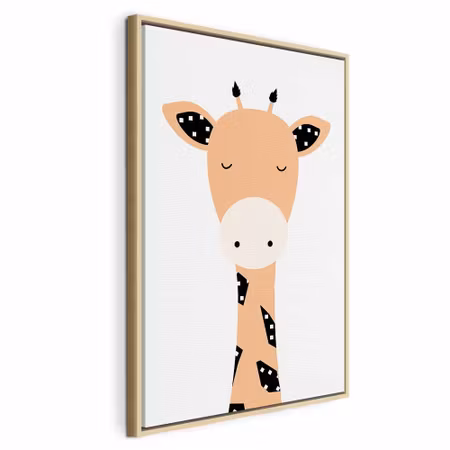 Canvastavla med ram - Funny giraffe vertical