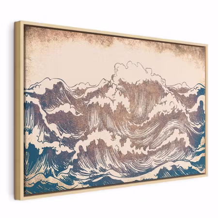 Canvastavla med ram - Giant waves