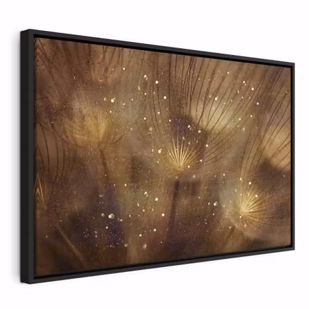 Canvastavla med ram - Golden dandelions wide