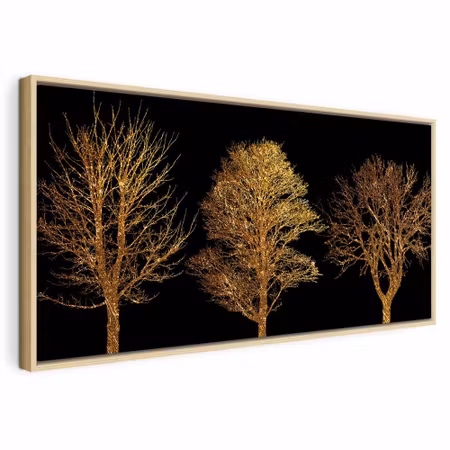 Canvastavla med ram - Golden forest wide