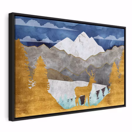 Canvastavla med ram - Golden land wide