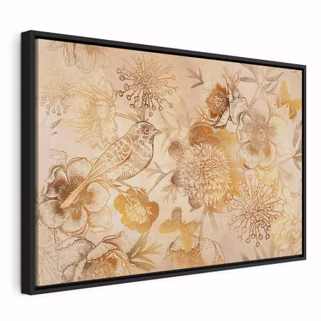 Canvastavla med ram - Golden mosaic of nature wide