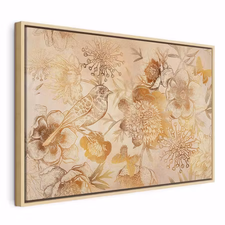 Canvastavla med ram - Golden mosaic of nature wide