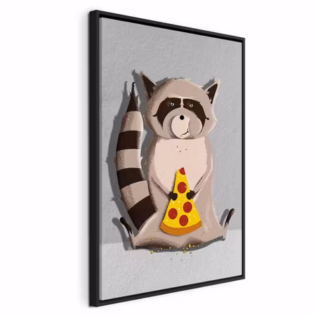 Canvastavla med ram - Gourmand raccoon vertical
