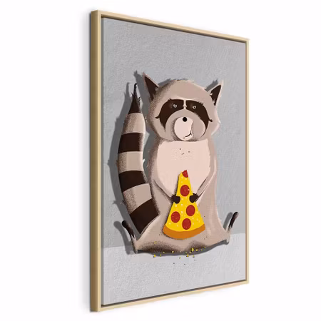 Canvastavla med ram - Gourmand raccoon vertical
