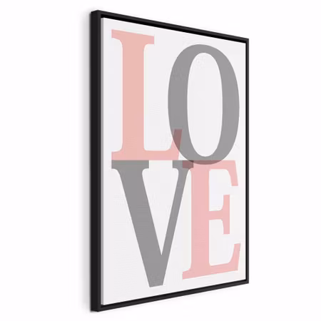 Canvastavla med ram - Grey love vertical