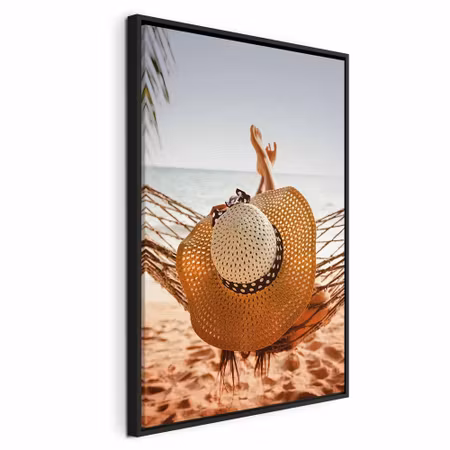 Canvastavla med ram - Hammock on the beach