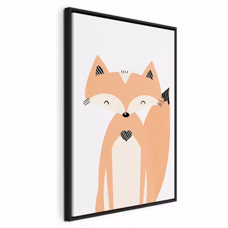 Canvastavla med ram - Happy fox vertical
