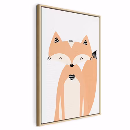 Canvastavla med ram - Happy fox vertical
