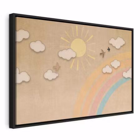 Canvastavla med ram - Holiday sky sunny day with a