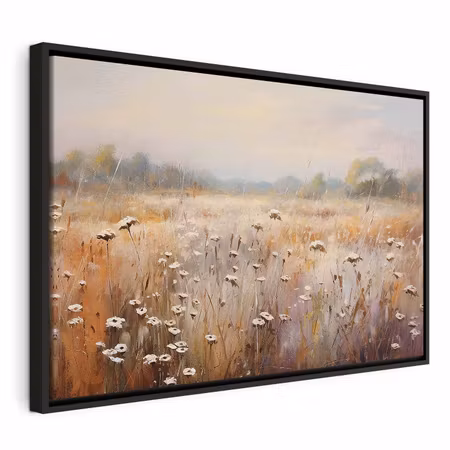 Canvastavla med ram - Impressionist meadow field