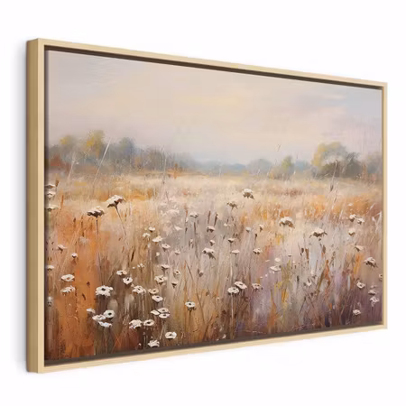 Canvastavla med ram - Impressionist meadow field