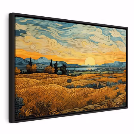 Canvastavla med ram - Impressionistic fields