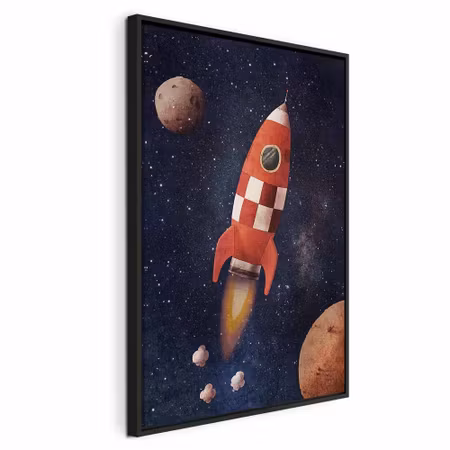 Canvastavla med ram - Into the unknown by rocket