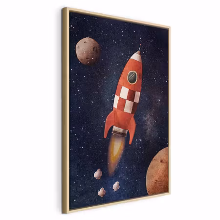Canvastavla med ram - Into the unknown by rocket