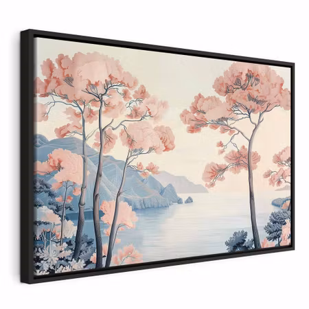 Canvastavla med ram - Landscape with the ocean
