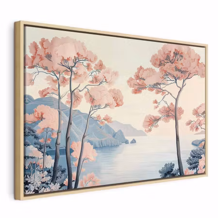 Canvastavla med ram - Landscape with the ocean