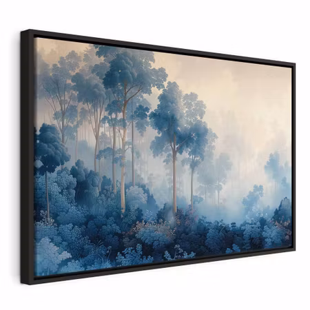 Canvastavla med ram - Landscape with trees in