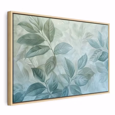 Canvastavla med ram - Large leaves in shades of