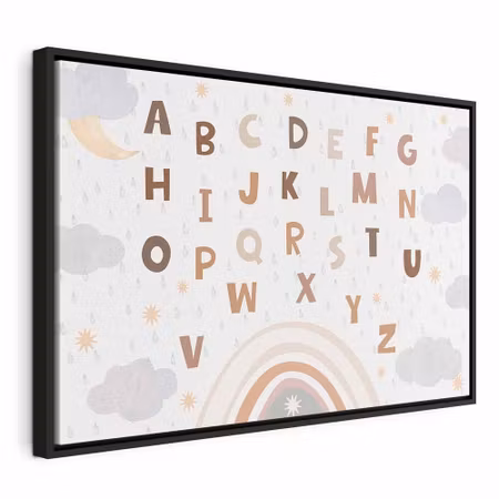 Canvastavla med ram - Letters above the rainbow
