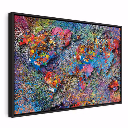 Canvastavla med ram - Map jackson pollock
