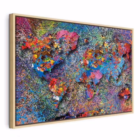 Canvastavla med ram - Map jackson pollock