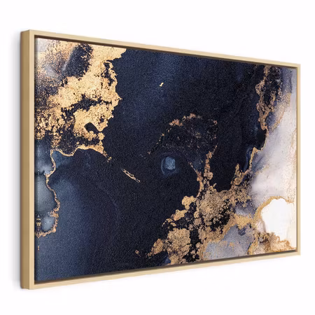 Canvastavla med ram - Marble and navy blue
