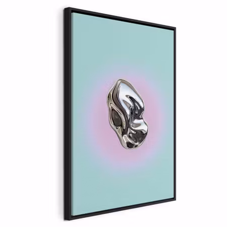 Canvastavla med ram - Metallic form abstract
