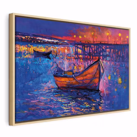 Canvastavla med ram - Modern impressionism night