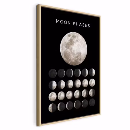 Canvastavla med ram - Moon phases vertical