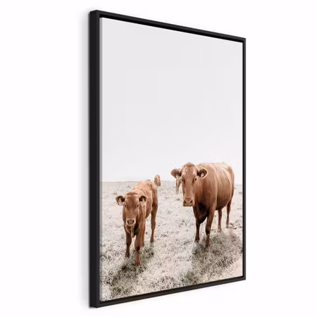 Canvastavla med ram - Mother and calf vertical
