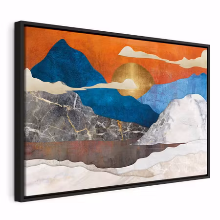 Canvastavla med ram - Mountain idyll wide