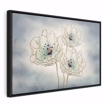 Canvastavla med ram - Ocean flowers wide
