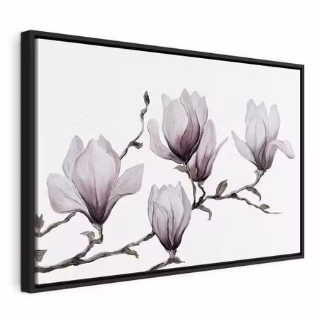Canvastavla med ram - Painted magnolias wide