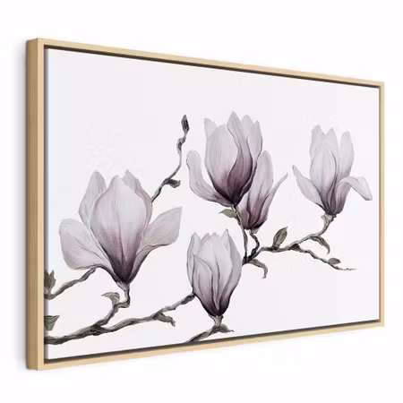 Canvastavla med ram - Painted magnolias wide