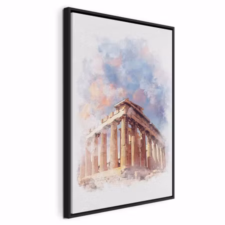 Canvastavla med ram - Painted parthenon vertical