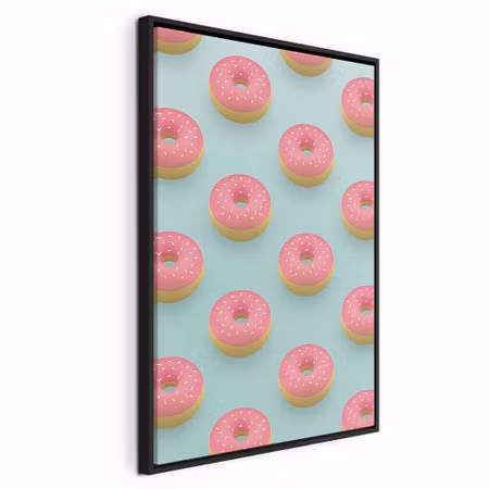 Canvastavla med ram - Pastel donuts vertical