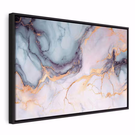 Canvastavla med ram - Pastel stones pink and blue