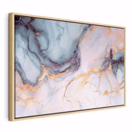Canvastavla med ram - Pastel stones pink and blue