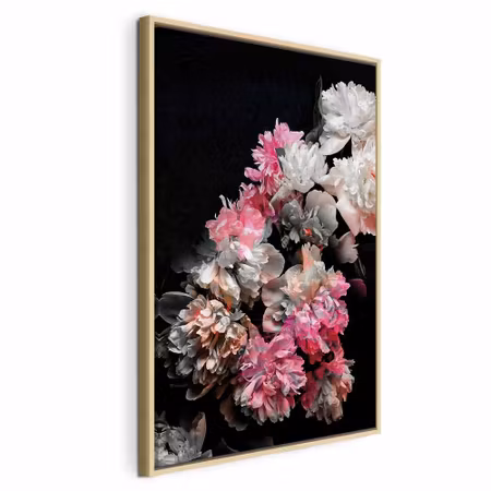 Canvastavla med ram - Peony charm colorful bouquet