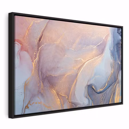 Canvastavla med ram - Pink and blue marble