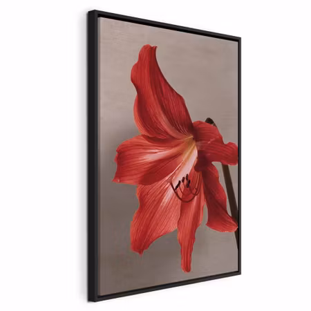 Canvastavla med ram - Red flower vertical