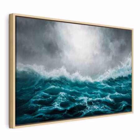 Canvastavla med ram - Restless ocean wide