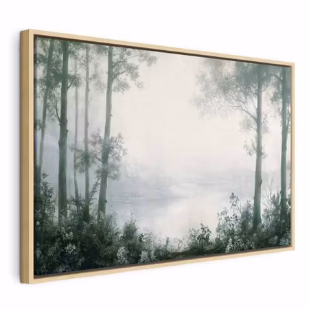 Canvastavla med ram - Retro landscape grove trees