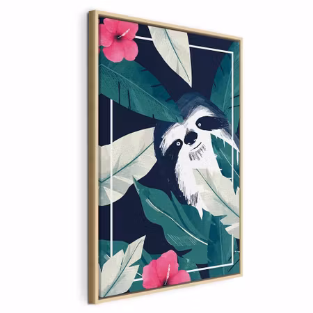 Canvastavla med ram - Sloth in the tropics