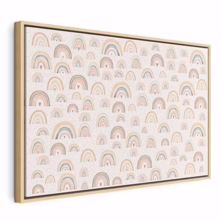 Canvastavla med ram - Spring pastel rainbows with